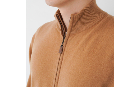 ベビーカシミヤ　フルジップ　メンズ　Lサイズ　【キャメル】 【178003-2】 ｶｼﾐﾔ 天然素材 ｾｰﾀｰ 服 国産 国内製造 ﾍﾞﾋﾞｰｶｼﾐﾔ