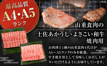 土佐あかうし＆よさこい和牛　焼肉食べ比べ 各種約200g 総計約400g / やわらか ヘルシー うま味凝縮【(有)山重食肉】[ATAP189]
