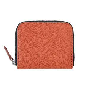 ミニマム財布(ラウンド)本革バスケ/オレンジ ML074