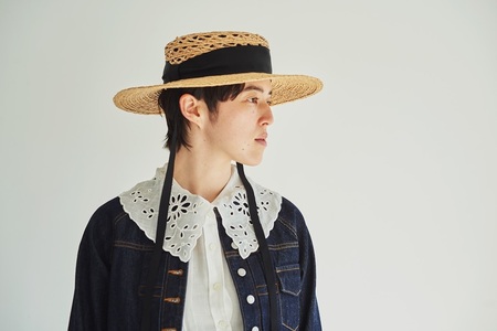 Mia Hat Lace Canotier Wide 003 レース キャノチェ ワイド 麦わら帽子【Black】 帽子 58cm 天然草木 ラフィア 黒 リボン ファッション 日本製 ギフト プレゼント 北杜市 [h333]