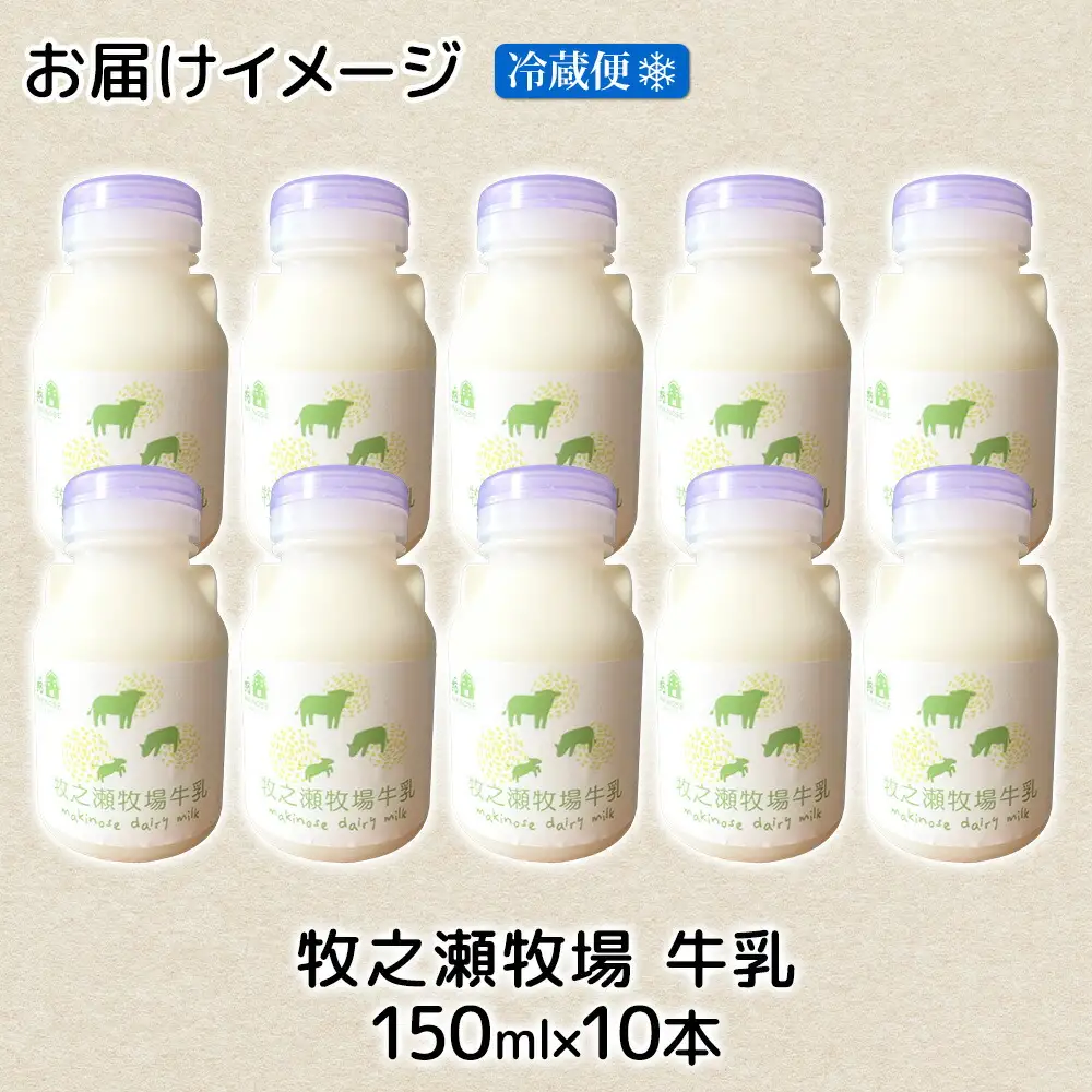 3454. 牧之瀬牧場 牛乳 150ml × 10本 牛乳 牛 乳 みるくミルク ノンホモジナイズド牛乳 脂肪 放牧 濃厚 搾りたて 甘い クリーミー さっぱり 牛耳ボトル 可愛い ギフト 冷蔵 牧之瀬牧場 北海道 弟子屈町