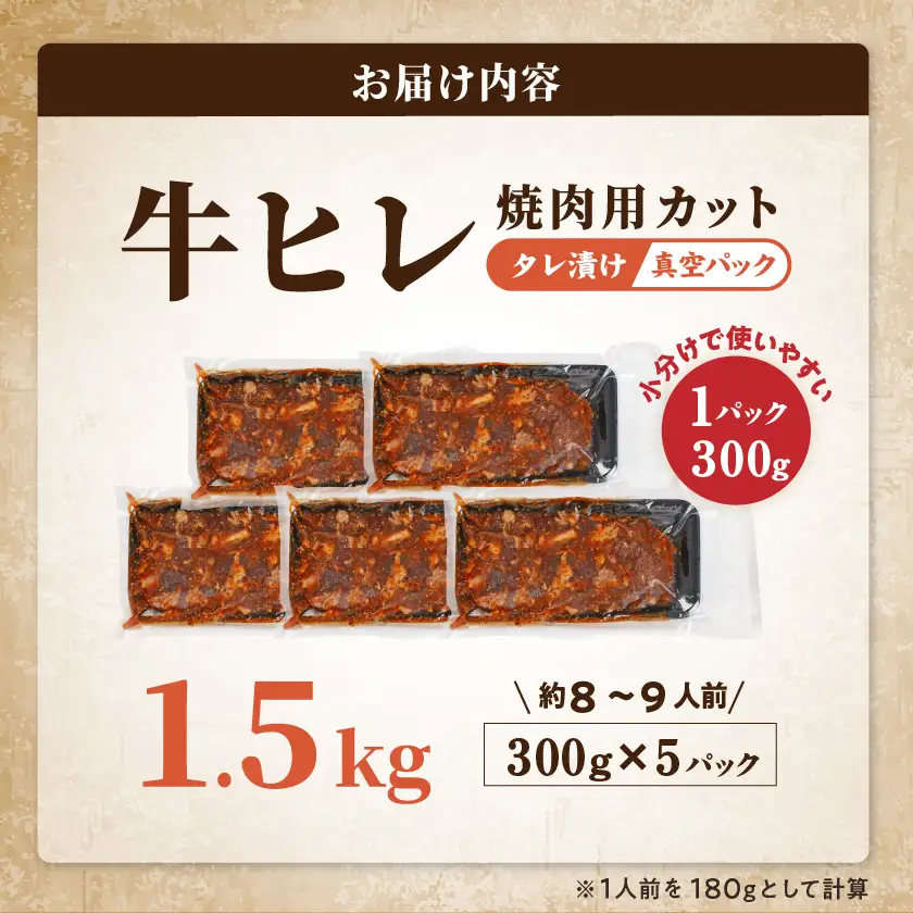 牛ヒレタレ漬け1.5kg(焼肉用カット)≪みやこんじょ特急便≫〔12-3313-Q〕_(都城市) 