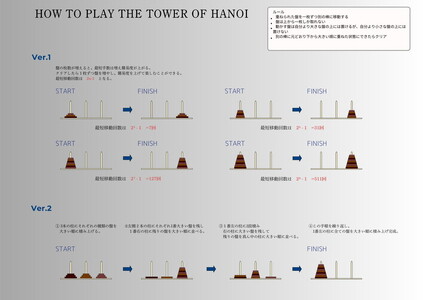 銘木と真鍮で魅せるハノイの塔 ｜ パズル 玩具 インテリア　※離島への配送不可
