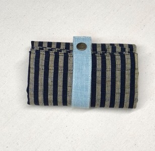会津木綿 携帯用折り畳みマイバッグ (棒縞) ファッション かばん トートバッグ 手提げ カバン 織物 伝統工芸品 