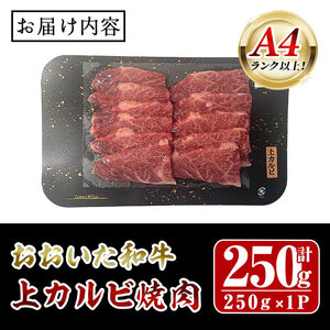 おおいた和牛 A4ランク以上！ 上カルビ 焼肉 (250g)  国産 牛肉 肉 低温熟成 和牛 カルビ 焼き肉 冷凍 【opah019】【ネクサ】
