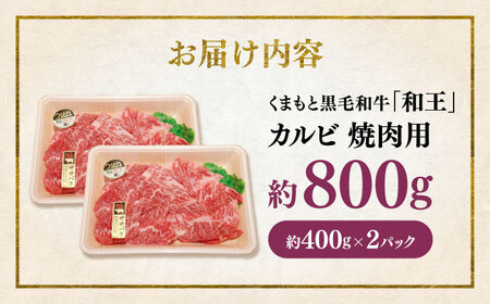 くまもと 黒毛和牛 和王 カルビ 焼肉用 約800g（約400g×2P）カルビ焼肉[AYBR023]