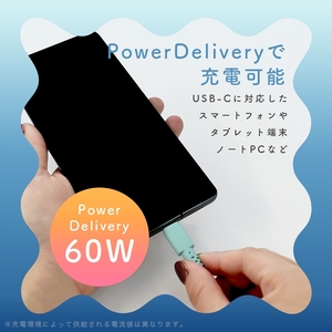グラデーションケーブル USB-C to USB-C 60W iPhone16e 16 15 Android各種 iPad Macbook しなやか 絡まない 急速充電 PD60W データ転送 ケーブルバンド付 1m 2年保証 （MOT-SCBCCG100-FN） ファジーネーブル【 ケーブル ガジェット 海老名市 】