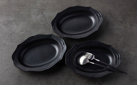 【美濃焼】fiorire-フィオリーレ-オーバルベーカーSサイズ3枚セット（black）【Felice-フェリーチェ-藤田陶器】 皿 楕円皿 食器 [MBX122]