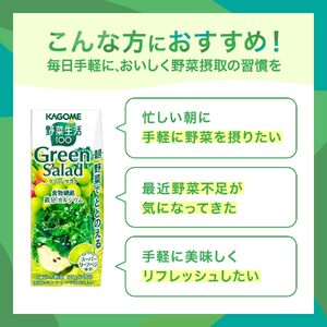 カゴメ 野菜生活100 グリーンサラダ 200ml 24本 野菜ジュース 果実ミックスジュース 紙パック