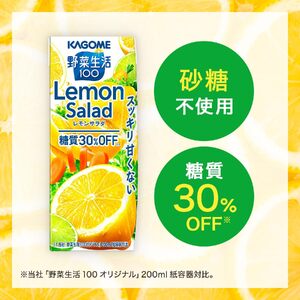 【定期便4ヶ月連続お届け】カゴメ 野菜生活100 レモンサラダ 200ml 48本 野菜ジュース 果実ミックスジュース 紙パック