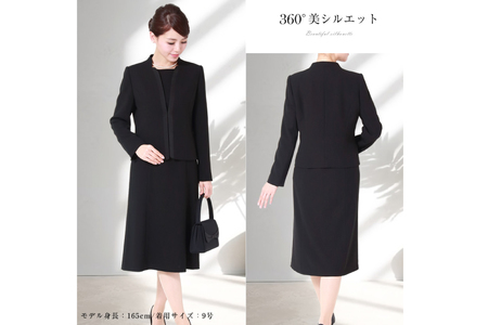AI369-b Marycoco 立ち襟 ジャケット 前開き ワンピース ブラック フォーマル アンサンブル [長崎県 島原市]