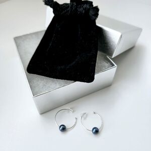 【ホワイト系】ピアス パールフープピアス K10YG