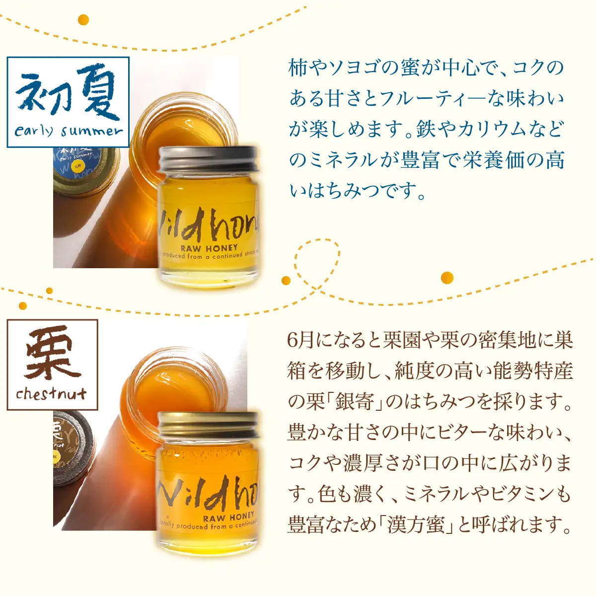 【純粋・非加熱・国産】《RAW HONEY》 風味いろいろ!季節のはちみつ4種セット (50g×4本) | 風気庵 | はちみつ 純粋 非加熱 国産 養蜂 季節 春 初夏 栗 漢方蜜 ビタミン ミネラル 人気 おすすめ 送料無料 贈答 ギフト【1277353】