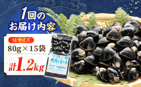 しじみ 【全3回定期便】生産量日本一！宍道湖産 ヤマトシジミMサイズ（真空冷凍） 80g×15袋 島根県松江市/有限会社日本シジミ研究所[ALBS003] しじみ しじみ
