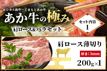 【エシカル和牛】くまもとあか牛【あか牛の極み】 肩ロース＆バラセット 400g ロース バラ 熊本 あか牛 牛肉 すき焼き しゃぶしゃぶ 赤身 和牛 国産 SDGs 033-0510