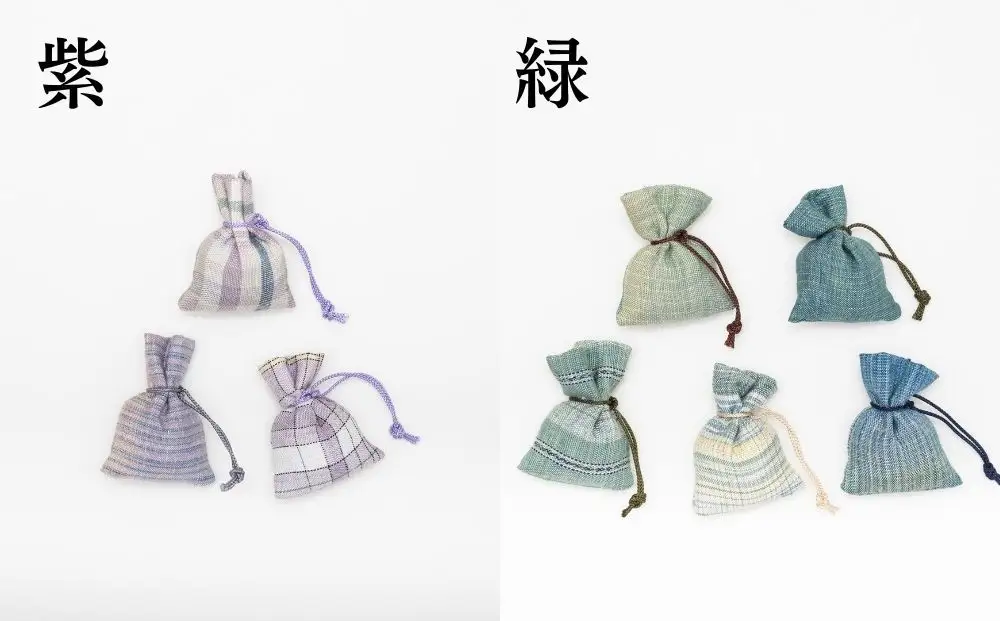 【アトリエシムラ】小裂の匂袋 1つ〈色柄はおまかせ（藍/赤/紫/緑/淡桃/黄緑/白/茶・グレー）〉