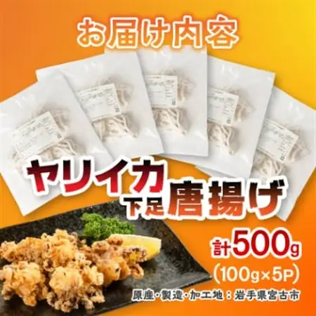 ヤリイカ下足唐揚げ宮古産100g×5パック(500g)【配送不可地域：離島】【1668727】