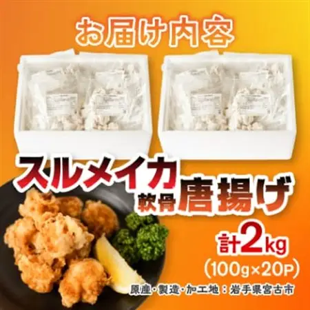 スルメイカ軟骨唐揚げ100g×20パック(2kg)【配送不可地域：離島】【1668739】
