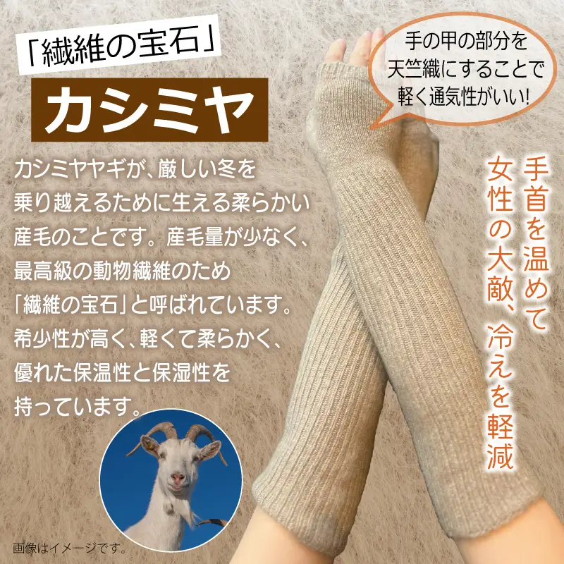 【Cadena Cashmere】アームウォーマー・天竺リブ（ブラウン）