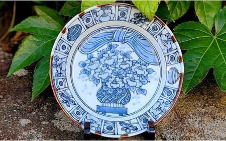 有田焼 渕錆藍椿縁紋様図 24cm 皿 ～華一園シリーズ～【西山錦華堂】食器 器 うつわ 皿 プレート ツバキ 椿 手描き 55000円 A55-146