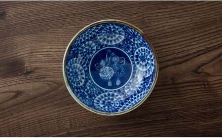 有田焼 手描き 渕錆厚渕ボール (ひまわり・蛸唐草) ～華一園シリーズ～【西山錦華堂】食器 器 うつわ 鉢 小鉢 ボウル ひまわり 蛸唐草 手描き レトロ オーブンOK 45000円 A45-353