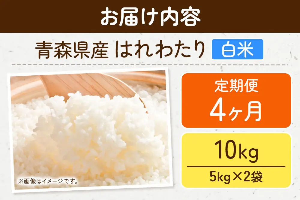 《定期便4ヶ月》米 はれわたり【白米】10kg（5kg×2袋）令和7年産 特A 青森県弘前市産