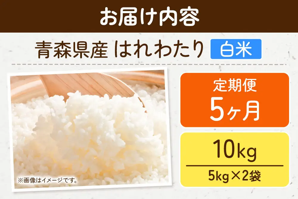 《定期便5ヶ月》米 はれわたり【白米】10kg（5kg×2袋）令和7年産 特A 青森県弘前市産