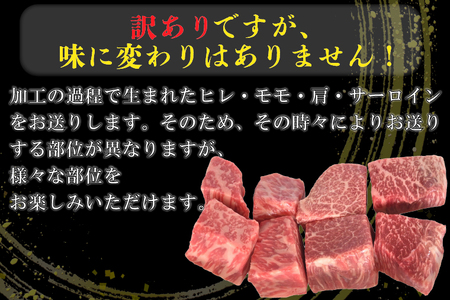 訳あり 黒毛和牛 常陸牛サイコロカット 500g ( 500g × 1p ) （茨城県共通返礼品・茨城県産）ヒレ モモ 肩 サーロイン 角切り ブランド牛 銘柄牛 和牛 牛 牛肉 肉 サイコロステーキ ステーキ 茨城県産 国産 冷凍_DS008
