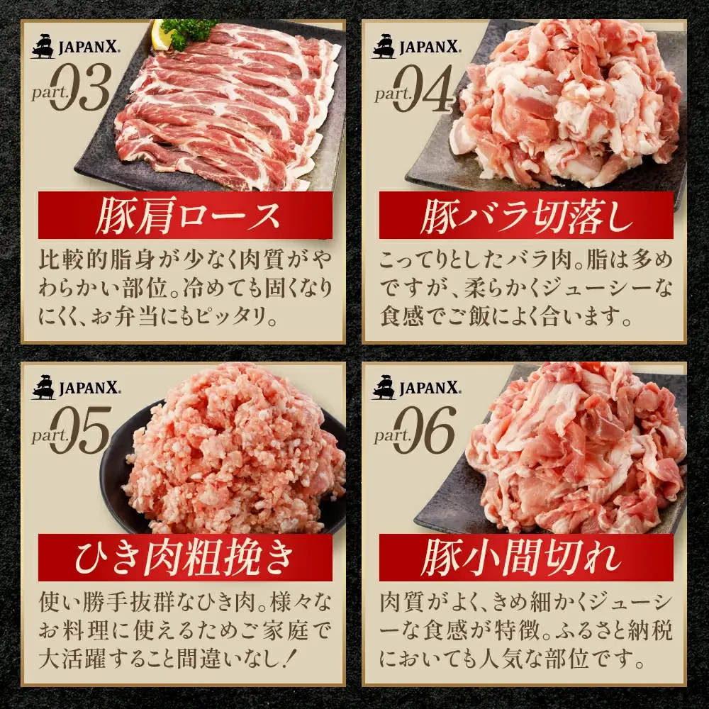 JAPAN X バラエティセット 第2弾 6種 2.5㎏　豚肉 豚 ブランド豚 小分け バラエティセット 豚こま 豚バラ 豚ロース ひき肉 ジャパンエックス 蔵王 人気　【04301-0888】