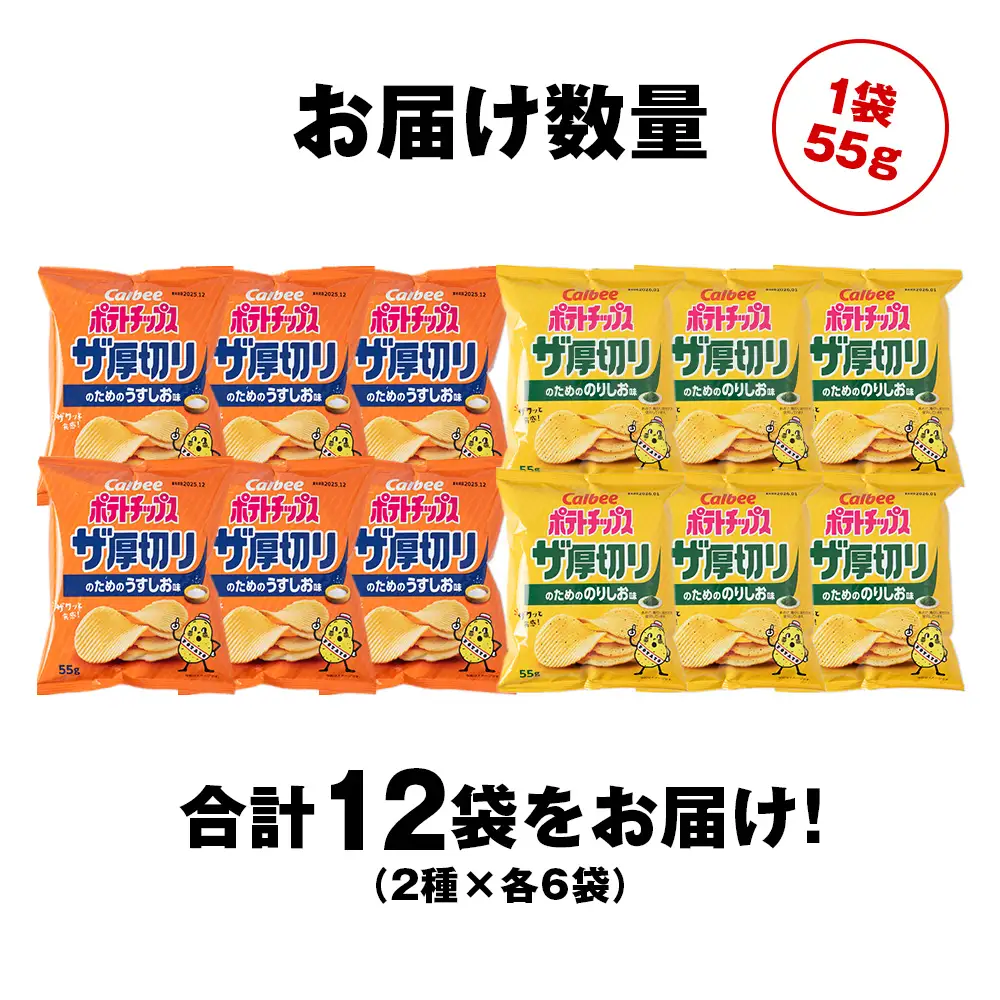ザ厚切りのための ２種セット うすしお・のりしお 各6袋 カルビー ポテトチップス 《千歳工場製造》