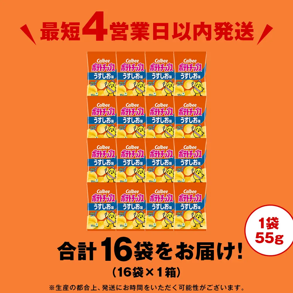 カルビーポテトチップス＜うすしお＞16袋入×1箱《千歳工場製造》