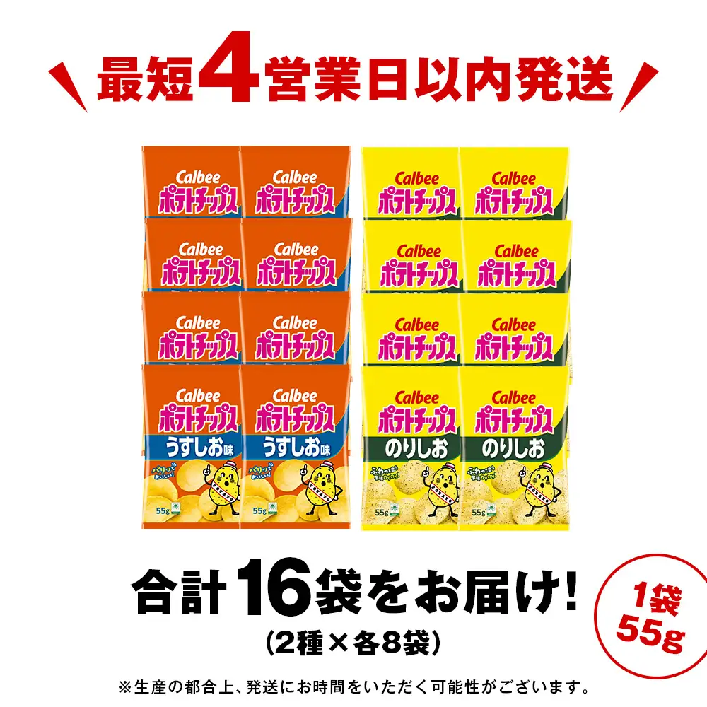 カルビーポテトチップス 2種セット うすしお・のりしお 各8袋 《千歳工場製造》