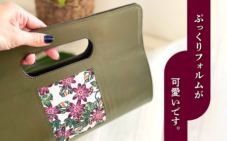 本革ぷっくりぽーぽーバッグ 【クオーレ】 | 紅琉 BINRYU アラヤプランニング株式会社 | 伝統工芸 びんがた 紅型 | テキスタイル 花柄 柄 モダン 和風 北欧  | 牛革 牛本革 本革 レザーバッグ ミニバッグ クラッチバッグ ハンドバッグ バッグ かばん 鞄 ラウンド 丸型 丸い フォルム 上品 大人可愛い 着物 和装 コンパクト | 沖縄県 宜野湾市 送料無料