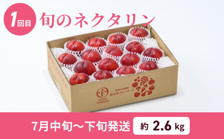 [2回定期便] 旬のネクタリン＆旬の桃 約2.6～3kg 食べ比べ 年2回定期便 2026年7月中旬～8月下旬発送［おぶせファーマーズ］ネクタリン 白桃 旬の桃　ルーツ 果物 冷蔵便 クール便 長野県産 信州産 小布施 令和8年産 [F-69]