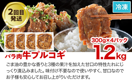 【3ヶ月定期便】牛肉 牛サガリ1.6kg 牛プルコギ1.2kg 牛タン600g 頒布会 お肉