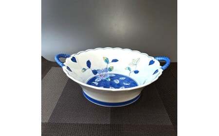 有田焼 華山窯 鉄仙花バスケット（大・小）2個 セット【東洋セラミックス】食器 器 うつわ 鉢 ボウル 手描き 果物入れ バスケット インテリア 2個 セット35000円 A35-355