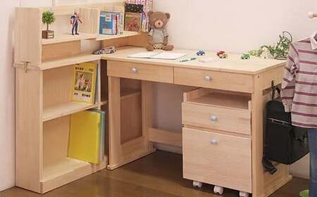 【3個口】 ハンドメイド システム学習机「スター」パイン材 4点セット 机セット 木製 パイン 椅子 学習机 手作り 