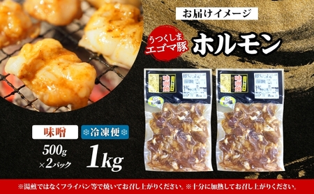 大沼亭 市場直営店 ホルモン 味噌 みそ 約1kg ホルモン焼き 豚ホルモン 豚ホル ぷるぷる とろける 食感 お酒のお供 おつまみ おかず ごはんのお供 冷凍 うつくしまエゴマ豚 お取り寄せグルメ 送料無料 福島県 郡山市