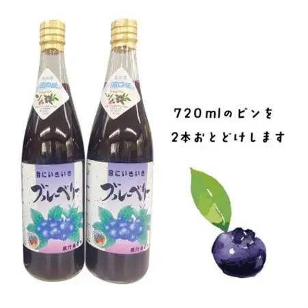 【山の恵みぎゅっと!】手摘みブルーベリージュース　720ml 【2本セット】【1676091】