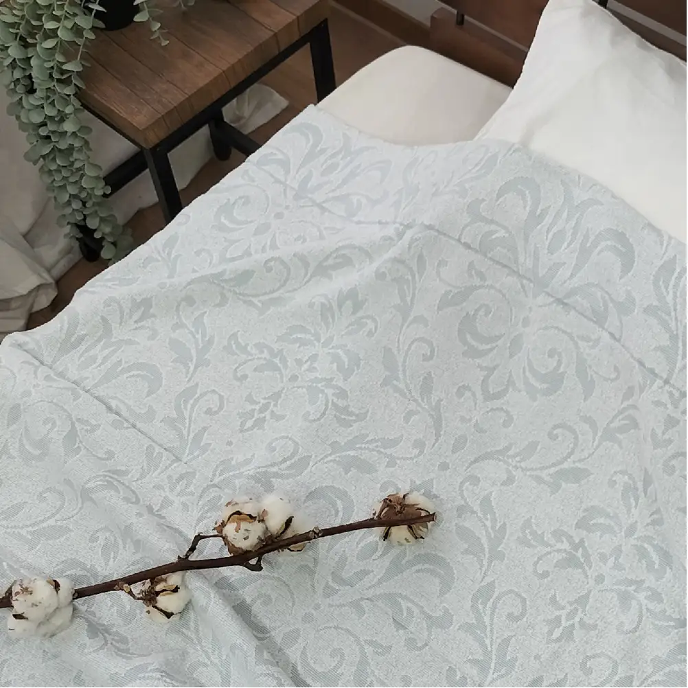 『軽やか』で洗濯しやすい綿100%タオルケット シングルサイズ（140×190cm）×ブルー１枚 5164-BL