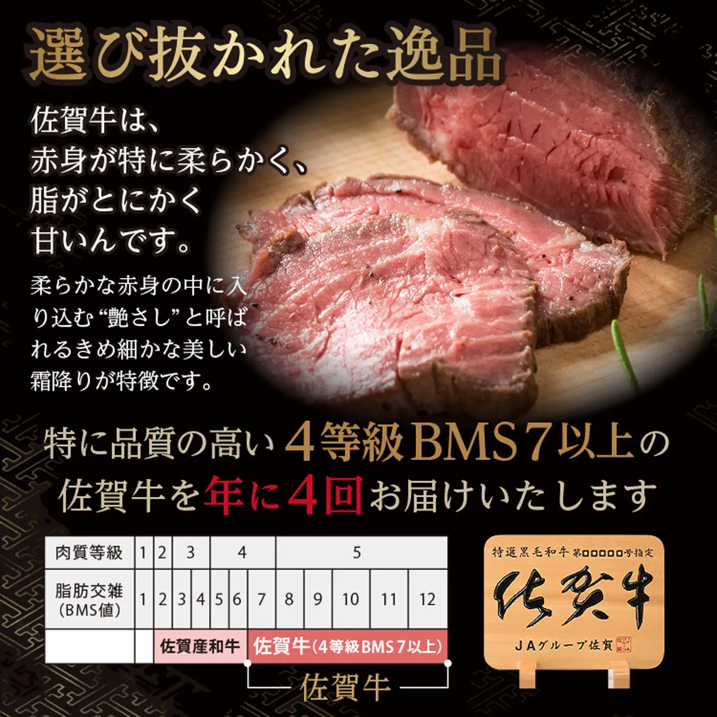 【定期便4回】佐賀牛 ローストビーフ 360g×4回 発送 全4回 | 黒毛和牛 国産 定期便 _k-26