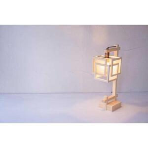 【照明／国産檜】スタンドライト/CombinationLamp『旬ミニ shun-mini』 白×銀鼠　A550-B