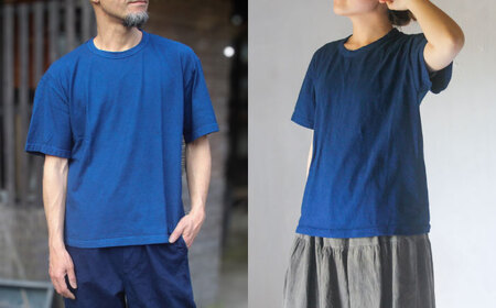オーガニックコットン 完熟Tシャツ　【群青色】Lサイズ / オーガニック コットン 綿100　手染め 草木染め Ｔシャツ 半袖 トップス ファッション インナー 女性用 レディース 男性用 メンズ ユニセックス 男女兼用 ギフト 贈答 プレゼント / 大村市 / ISTIST[ACZW056-3]