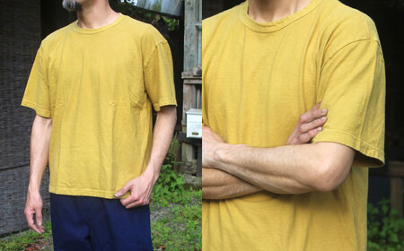 オーガニックコットン 完熟Tシャツ　【柑子色】 Sサイズ / オーガニック コットン 綿100　手染め 草木染め Ｔシャツ 半袖 トップス ファッション インナー 女性用 レディース 男性用 メンズ ユニセックス 男女兼用 ギフト 贈答 プレゼント / 大村市 / ISTIST[ACZW058-1]