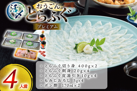 ふぐ 刺身 ふぐ鍋セット 活〆 おうごんとらふぐ プレミアム セット 4人前 [松永水産 長崎県 平戸市 hr42bvj550037] ふぐ刺し とらふぐ フグ 河豚 てっさ てっちり ふぐ鍋 湯引き 魚介 さかな お刺身 刺身用 さしみ 冷凍 海鮮