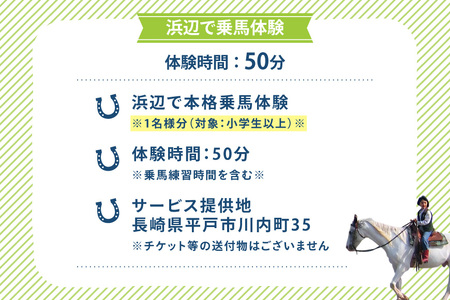 体験 乗馬 平戸の浜辺で本格乗馬体験 50分 [(株)シービューランチ 長崎県 平戸市 hr42bgy390076]