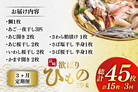 干物 セット 欲ばり平戸ひもの三昧 9種 詰め合わせ 3回 定期便 [篠崎海産物店 長崎県 平戸市 hr42bgy410386]
