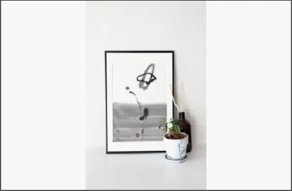 福岡市ゆかりの墨象作品《流紋》原画（A3額装）／「結びゆくものたち」三部作より