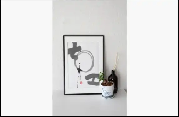 福岡市ゆかりの墨象作品《淡環》原画（A3額装）／「風と街と、心のかたち」シリーズより