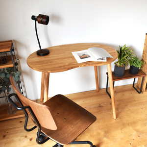 [木脚] 天然木のまめ型デスク W90×D58×H72cm [2431]